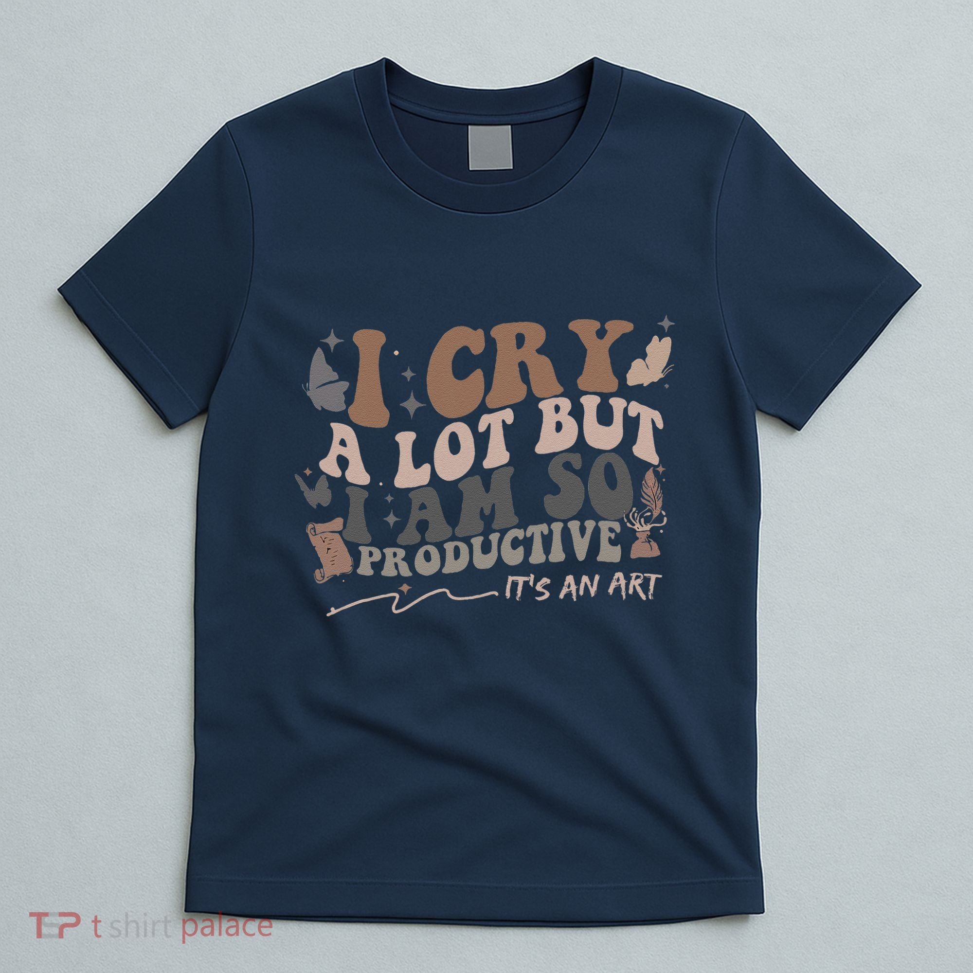 Retro I Cry A Lot But I Am So Productive Funny Trending Meme T-Shirt
