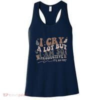 Retro I Cry A Lot But I Am So Productive Funny Trending Meme Women's Tank Top thumb 0