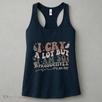Retro I Cry A Lot But I Am So Productive Funny Trending Meme Women's Tank Top thumb 3