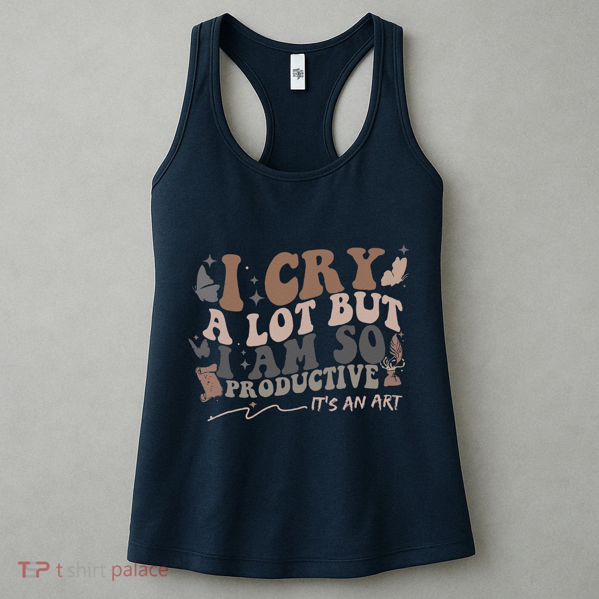 Retro I Cry A Lot But I Am So Productive Funny Trending Meme Women's Tank Top