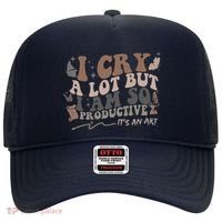 Retro I Cry A Lot But I Am So Productive Funny Trending Meme Hat thumb 0