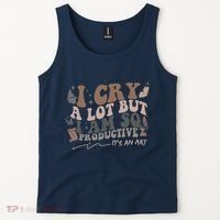 Retro I Cry A Lot But I Am So Productive Funny Trending Meme Tank Top thumb 2