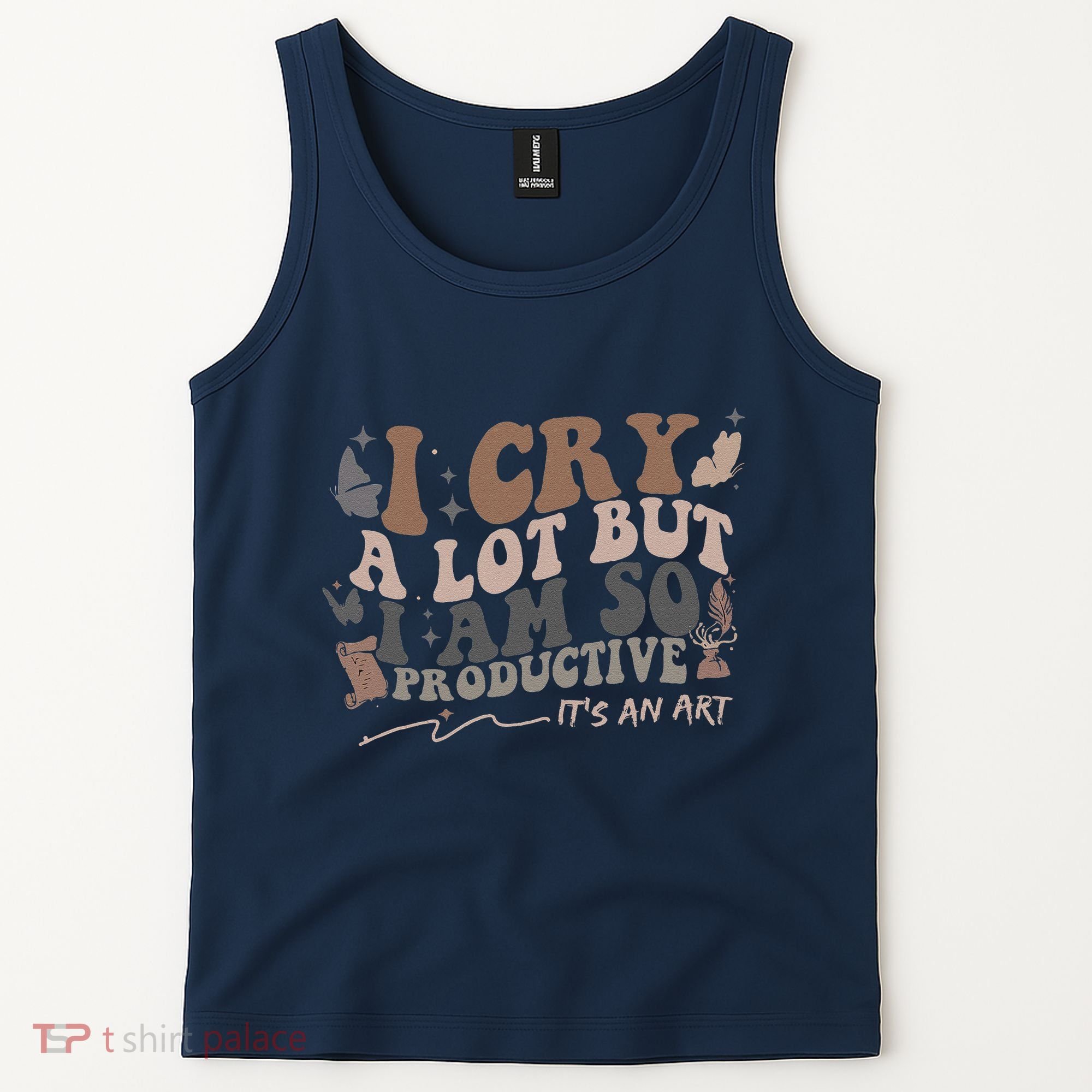 Retro I Cry A Lot But I Am So Productive Funny Trending Meme Tank Top