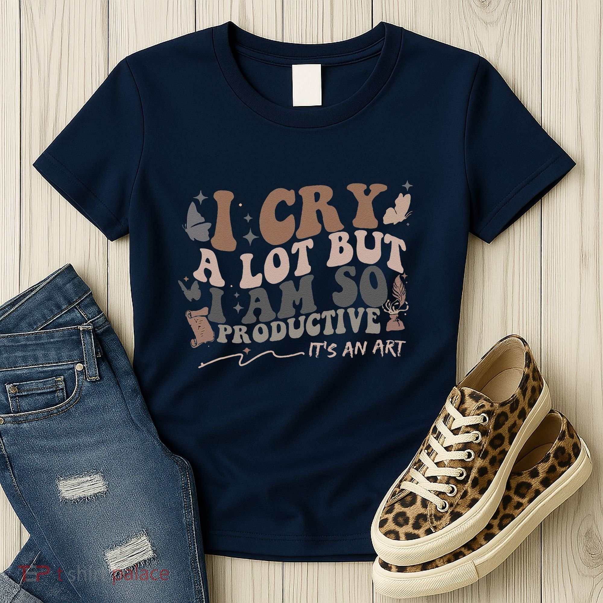 Retro I Cry A Lot But I Am So Productive Funny Trending Meme Women's T-Shirt