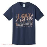 Retro I Cry A Lot But I Am So Productive Funny Trending Meme Kids T-Shirt thumb 0