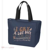 Retro I Cry A Lot But I Am So Productive Funny Trending Meme Tote Bag thumb 3