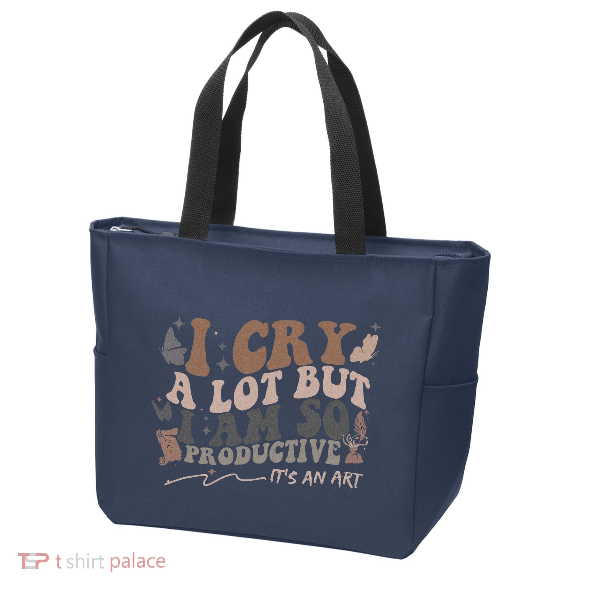 Retro I Cry A Lot But I Am So Productive Funny Trending Meme Tote Bag