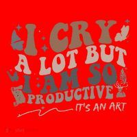Retro I Cry A Lot But I Am So Productive Funny Trending Meme Santa Hat thumb 1