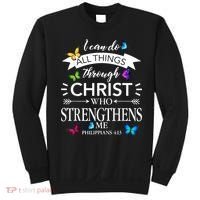 Religious I Can Do All Things Through Christ Butterfly Art Sweatshirt thumb 0