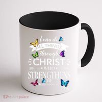 Religious I Can Do All Things Through Christ Butterfly Art Coffee Mug thumb 1