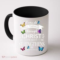 Religious I Can Do All Things Through Christ Butterfly Art Coffee Mug thumb 0