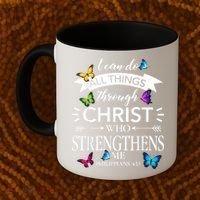 Religious I Can Do All Things Through Christ Butterfly Art Coffee Mug thumb 2