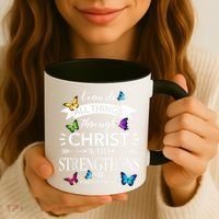 Religious I Can Do All Things Through Christ Butterfly Art Coffee Mug thumb 3