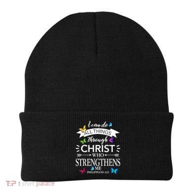 Religious I Can Do All Things Through Christ Butterfly Art Beanie