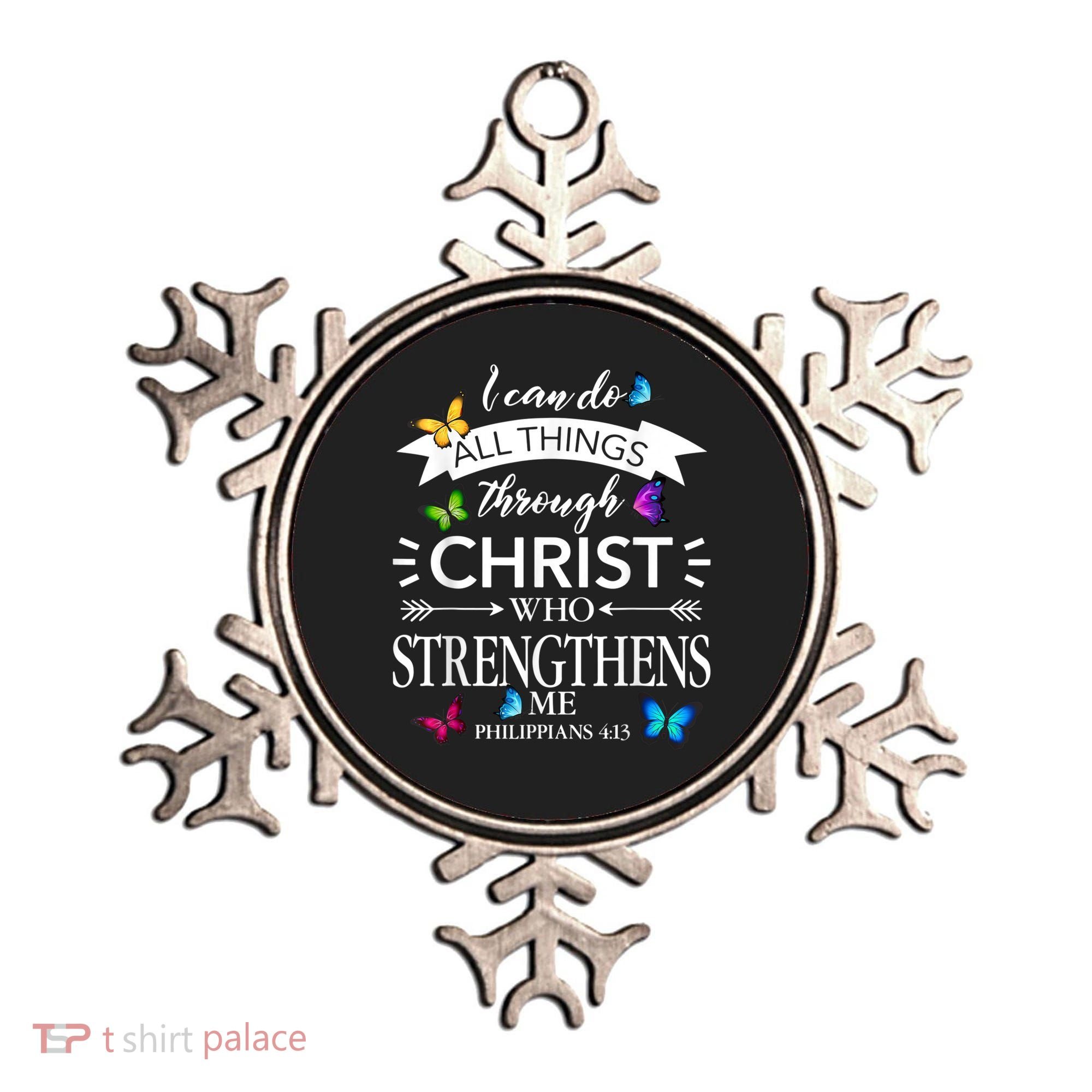 Religious I Can Do All Things Through Christ Butterfly Art Ornament