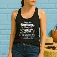 Religious I Can Do All Things Through Christ Butterfly Art Women's Tank Top thumb 2
