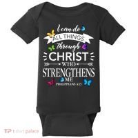 Religious I Can Do All Things Through Christ Butterfly Art Baby Bodysuit thumb 0