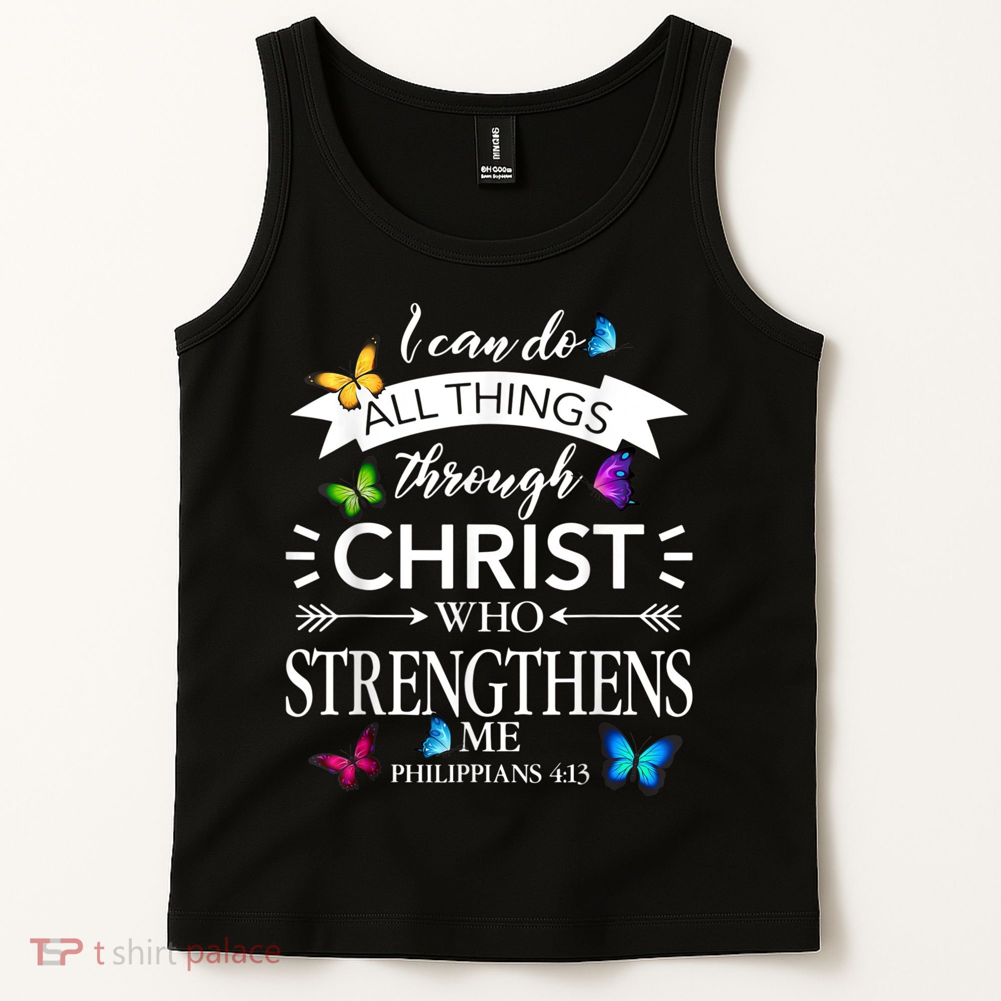 Religious I Can Do All Things Through Christ Butterfly Art Tank Top