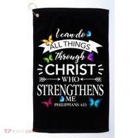 Religious I Can Do All Things Through Christ Butterfly Art Golf Towel thumb 0