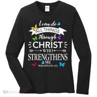 Religious I Can Do All Things Through Christ Butterfly Art Women's Long Sleeve Shirt thumb 0