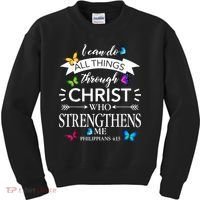Religious I Can Do All Things Through Christ Butterfly Art Kids Sweatshirt thumb 0
