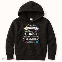 Religious I Can Do All Things Through Christ Butterfly Art Kids Hoodie thumb 0