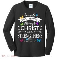 Religious I Can Do All Things Through Christ Butterfly Art Kids Long Sleeve Shirt thumb 0