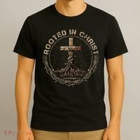 Rooted In Chris, Jesus S, Christian Cross T-Shirt thumb 3