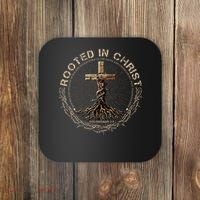 Rooted In Chris, Jesus S, Christian Cross Coaster thumb 0