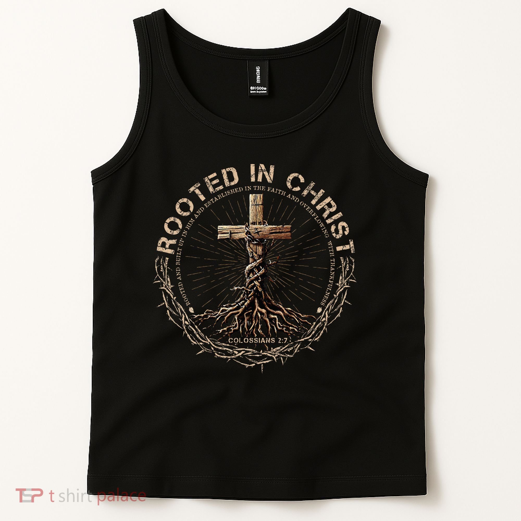 Rooted In Chris, Jesus S, Christian Cross Tank Top