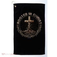Rooted In Chris, Jesus S, Christian Cross Golf Towel thumb 0
