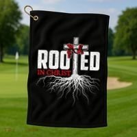 Rooted In Christ Christian Faith Religious Jesus Christ Golf Towel thumb 1