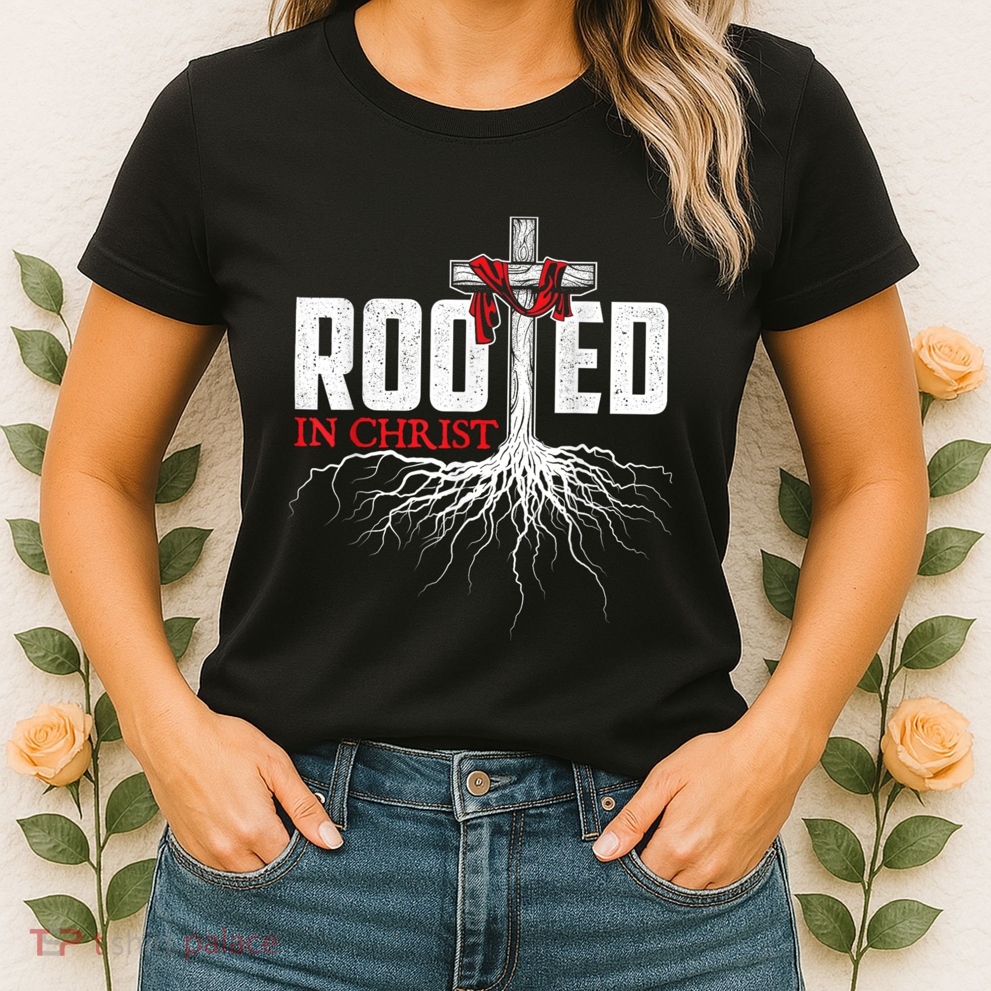 Rooted In Christ Christian Faith Religious Jesus Christ Women's T-Shirt