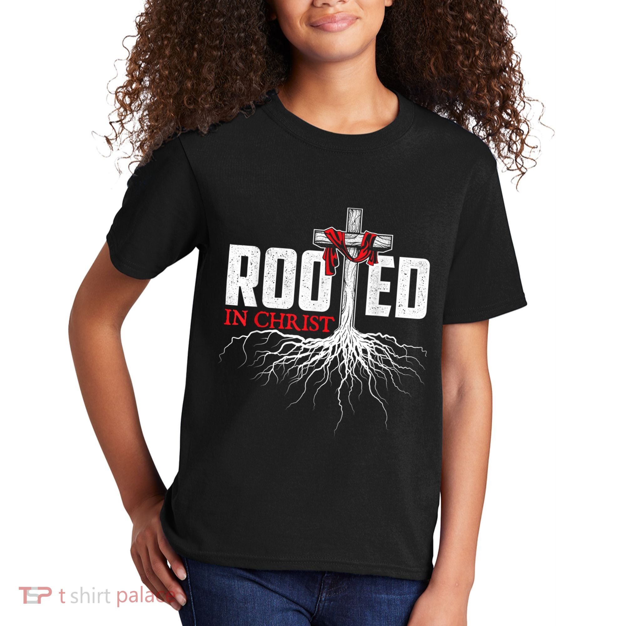 Rooted In Christ Christian Faith Religious Jesus Christ Kids T-Shirt