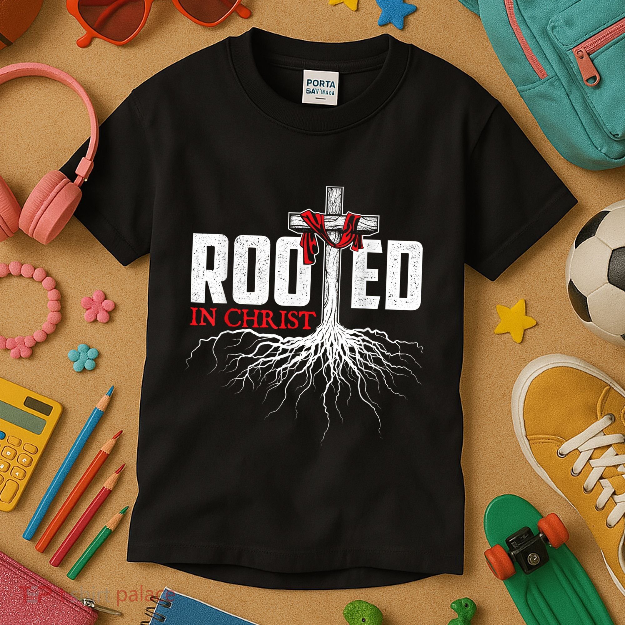 Rooted In Christ Christian Faith Religious Jesus Christ Kids T-Shirt