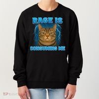 Rage Is Consuming Me Funny Lightning Angry Cat Meme Women's Sweatshirt thumb 0