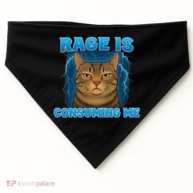Rage Is Consuming Me Funny Lightning Angry Cat Meme USA-Made Doggie Bandana
