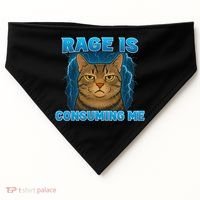 Rage Is Consuming Me Funny Lightning Angry Cat Meme USA-Made Doggie Bandana thumb 0