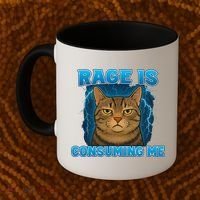 Rage Is Consuming Me Funny Lightning Angry Cat Meme Coffee Mug thumb 2