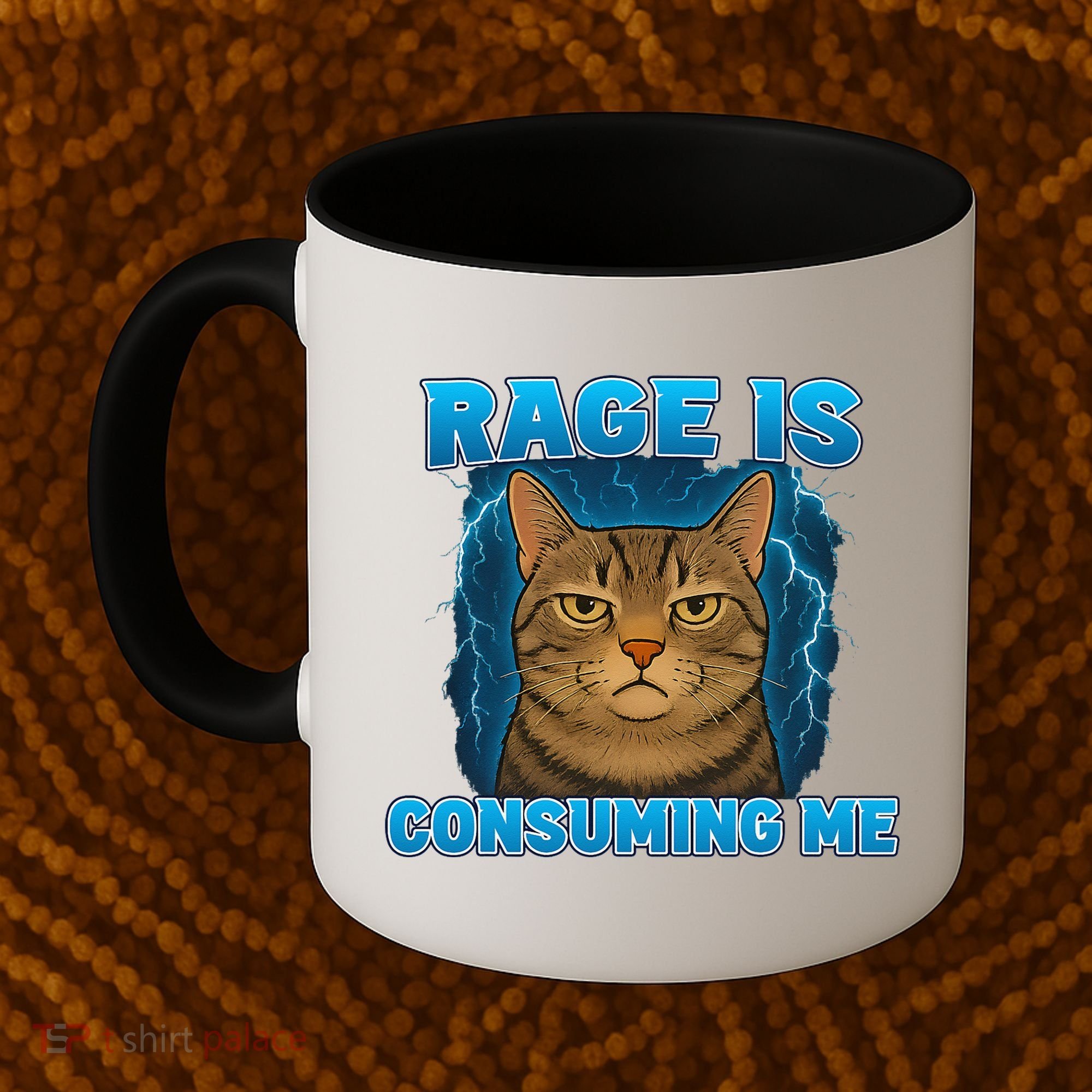 Rage Is Consuming Me Funny Lightning Angry Cat Meme Coffee Mug