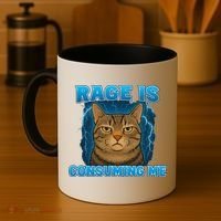 Rage Is Consuming Me Funny Lightning Angry Cat Meme Coffee Mug thumb 4