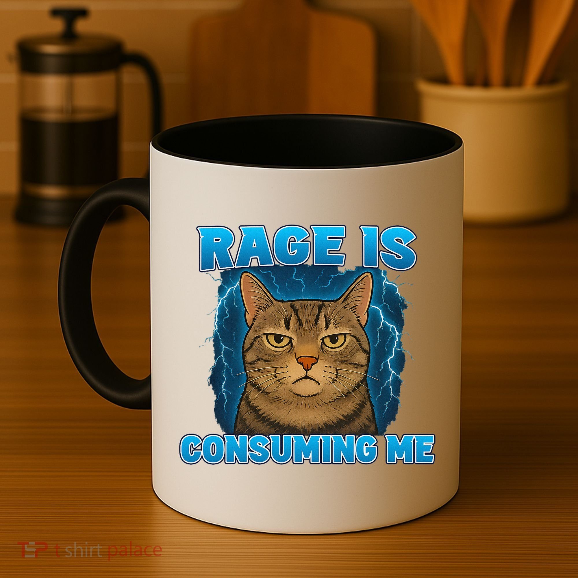 Rage Is Consuming Me Funny Lightning Angry Cat Meme Coffee Mug