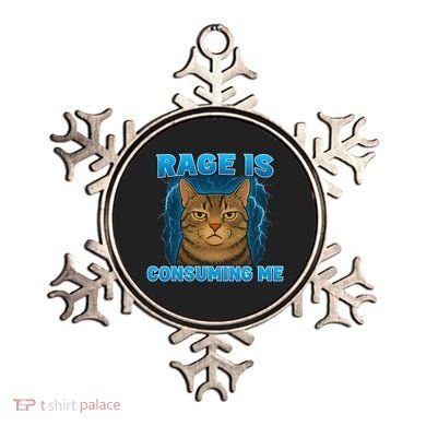 Rage Is Consuming Me Funny Lightning Angry Cat Meme Ornament