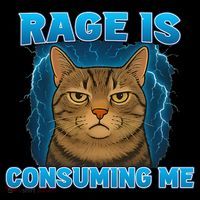 Rage Is Consuming Me Funny Lightning Angry Cat Meme Ornament thumb 1
