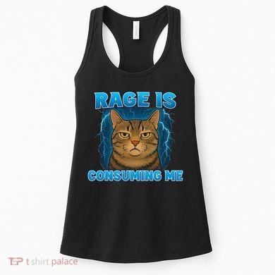 Rage Is Consuming Me Funny Lightning Angry Cat Meme Women's Tank Top