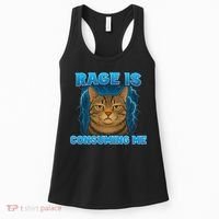 Rage Is Consuming Me Funny Lightning Angry Cat Meme Women's Tank Top thumb 0