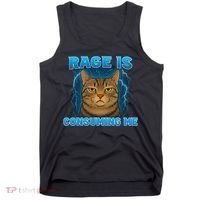 Rage Is Consuming Me Funny Lightning Angry Cat Meme Tank Top thumb 0