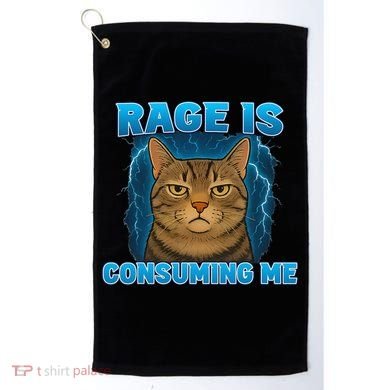 Rage Is Consuming Me Funny Lightning Angry Cat Meme Golf Towel