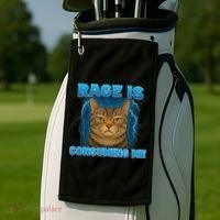 Rage Is Consuming Me Funny Lightning Angry Cat Meme Golf Towel thumb 2