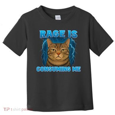 Rage Is Consuming Me Funny Lightning Angry Cat Meme Toddler T-Shirt